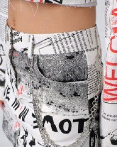 십자가 믹스 팬츠 체인벨트 K1601