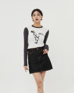 [무료배송] 스티치 데님 A라인 미니 스커트 B0302