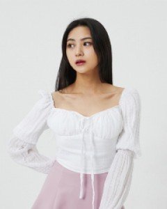 버블 퍼프 스퀘어 오프 블라우스 K1302