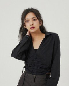 [무료배송] 사이드 스트링 오버핏 크롭 셔츠 B0902