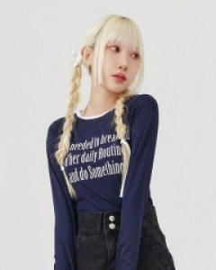 [무료배송] 배색 레터링 라운드 티셔츠 BA0703