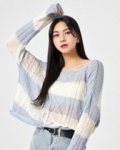 [무료배송] 도리 시스루 보트넥 스트라이프 니트 BA2803