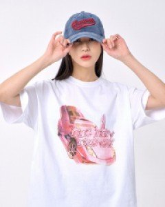 [무료배송] 키치 핑크 카 오버핏 반팔 티셔츠 BA1004