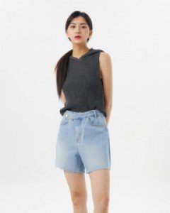 [무료배송] 사이드 버튼 데님 하프 팬츠 BA0805