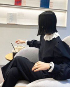 Ruffle collar - Navy Blue SET (주문폭주 리오더입고)