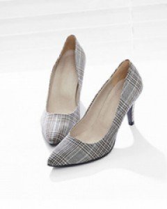 여성스러운 라인 체크포인트 스틸레토 힐