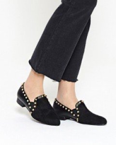 세무&가죽 금찡장식 로퍼플랫