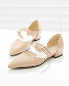 더블스트랩 크리미 플랫