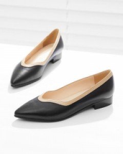 배색물결라인 낮은굽 플랫슈즈