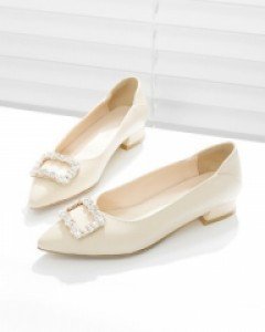 영롱하게 빛나는 스퀘어 큐빅 포인트 플랫 슈즈