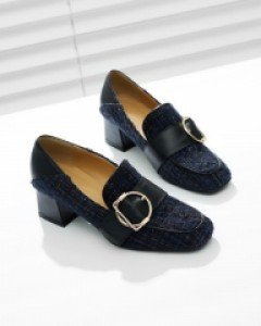 빛나는 비주얼 트위드 D장식 로퍼