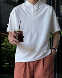 [SOM.26] 시원하고 편안하게 입기좋은 헨리넥 반팔 티셔츠