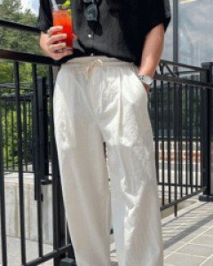 [PB.80] 편하게 입어지는 바이오 린넨 밴딩 와이드 팬츠