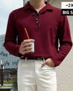 [CM.02] 심플한 미니멀룩 링클프리 오픈카라 긴팔 티셔츠