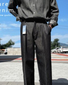 [PB.84] 논페이드 비조 핀턱 와이드 퓨어데님 팬츠