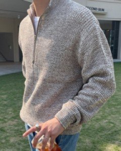 [JAC.07] 고퀄리티 심플&믹스보카시 반집업 니트