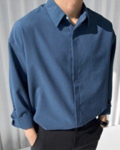 [UNI.22] 히든 버튼 링클프리 오버핏 셔츠