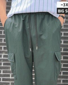 [WD.20] 사이즈 많이 준비한 워터프루프 와이드 카고 스트링팬츠