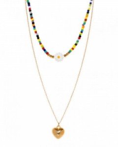 Rainbow Flower With Heart Neckalce