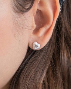 Mini B & W Heart Earring