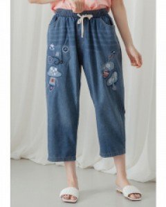 쿨워싱 배기밴딩 8부바지 [머쉬룸]