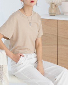 인견 라운드 피케티 [베이지]