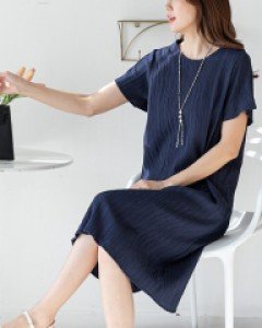 플리츠 인견원피스 [네이비]