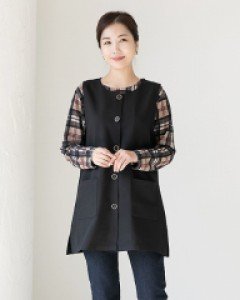 투포켓 단추 롱조끼