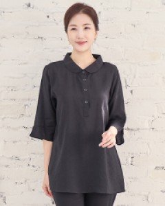 순수인견 반오픈 블라우스 [블랙]