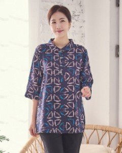 순수인견 반오픈 블라우스 [트라이앵글]