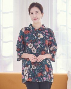 순수인견 반오픈 블라우스 [그린가든]