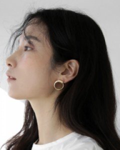 볼드 라운드 오브제 골드 이어링