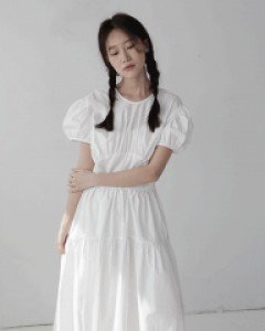 [무료배송/당일발송] 백 리본 퍼프 디테일 원피스