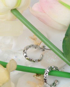 크루드 링 실버 이어링