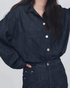 [무료배송] 다크 데님 셋업 셔츠