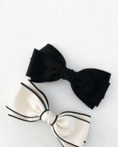 [무료배송] 심플 라인 더블 리본 핀 (2 color)