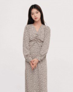 [무료배송] 셔링 호피 롱 원피스 #1103d142