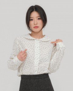 [무료배송] 투웨이 패턴 라운드 카라 블라우스 U1801 (2 color)