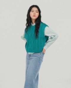 [무료배송] 딥 슬릿 코튼 데님 미디 스커트 U2501