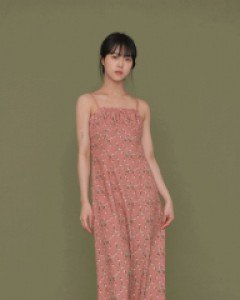 [무료배송] 핑크 탑 미니 플라워 롱 원피스 #OU-B0601012