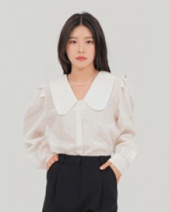 [무료배송] 이브 딥 라운드 카라 블라우스 U2202 (3 color)