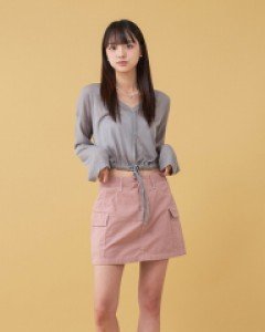 [무료배송] 스티치 라인 더블 포켓 로우 스커트 U0607 (3 color)