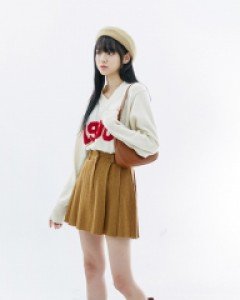 [무료배송] 울 컷팅 플리츠 미니 스커트 U1609