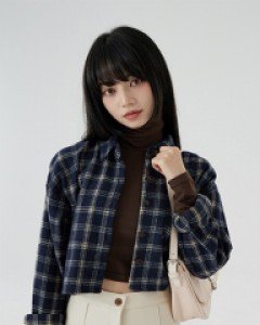 [무료배송] 기모 체크 크롭 셔츠 U0710