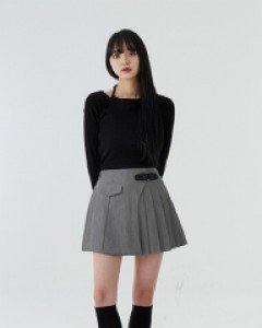 [무료배송] 언발 버클 플리츠 미니 스커트 U1310