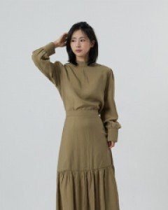 [무료배송] 실키 플레어 밴딩 롱 스커트 U2411