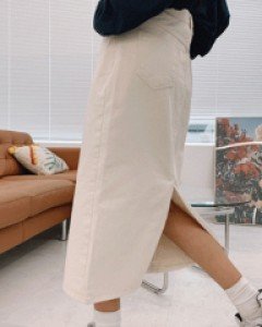 Bones split long skirt_140