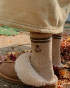 bare embroidered wool socks