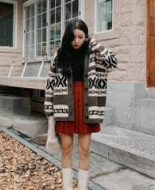 solid wool cardigan