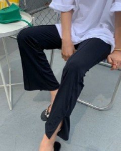 Zed pin tuck slit Boot cut cool pants